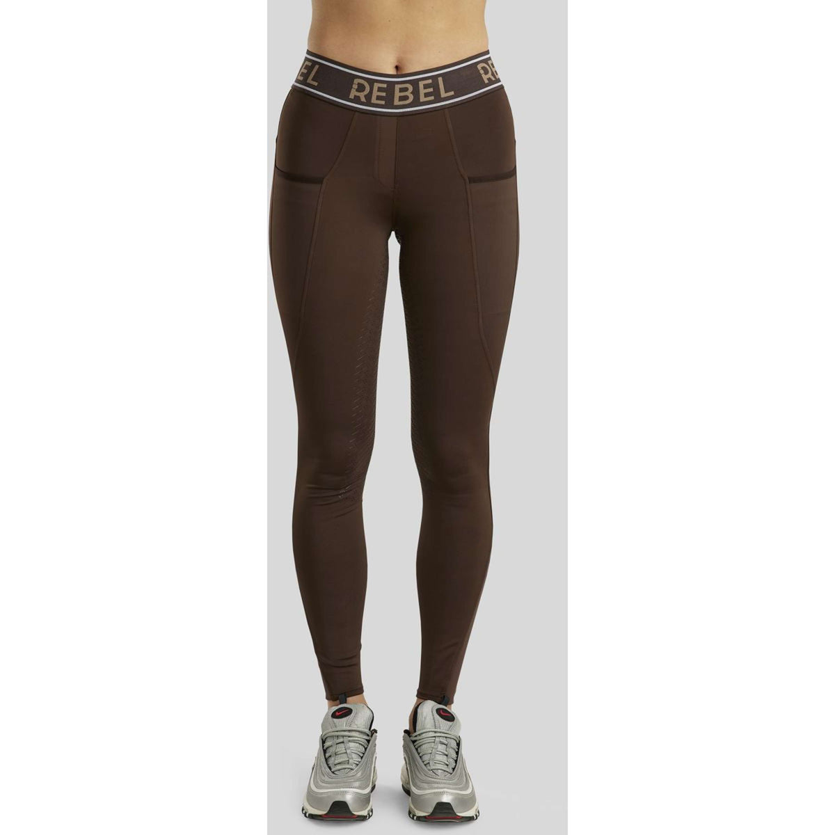 Rebel Legging d'Équitation Logo Elastic Waistband Full Grip Marron