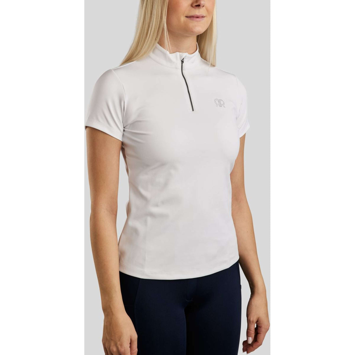 Rebel T-Shirt Tone in Tone Crystals Blanc