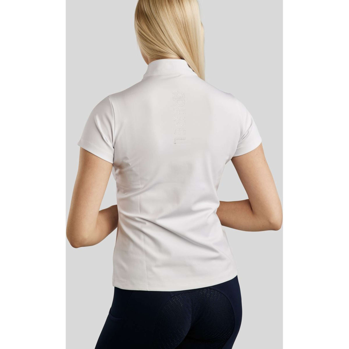 Rebel T-Shirt Tone in Tone Crystals Blanc