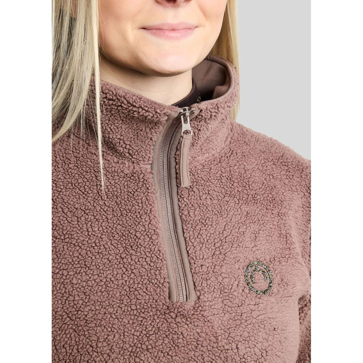 Montar Pull MoEbba Q-Zip Teddy Pile Golden Quartz Nougat Brown