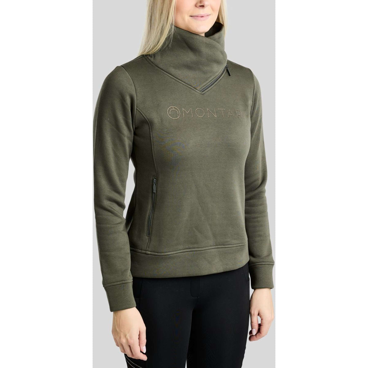 Montar Pull-over MoNaja High Collar Golden Quartz Crystals Forest Green