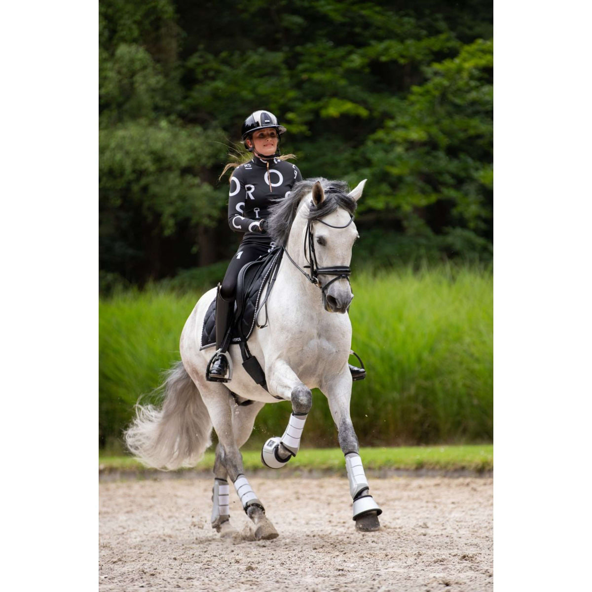 Mrs. Ros Legging d'Équitation Jet Set Logo Anthracite