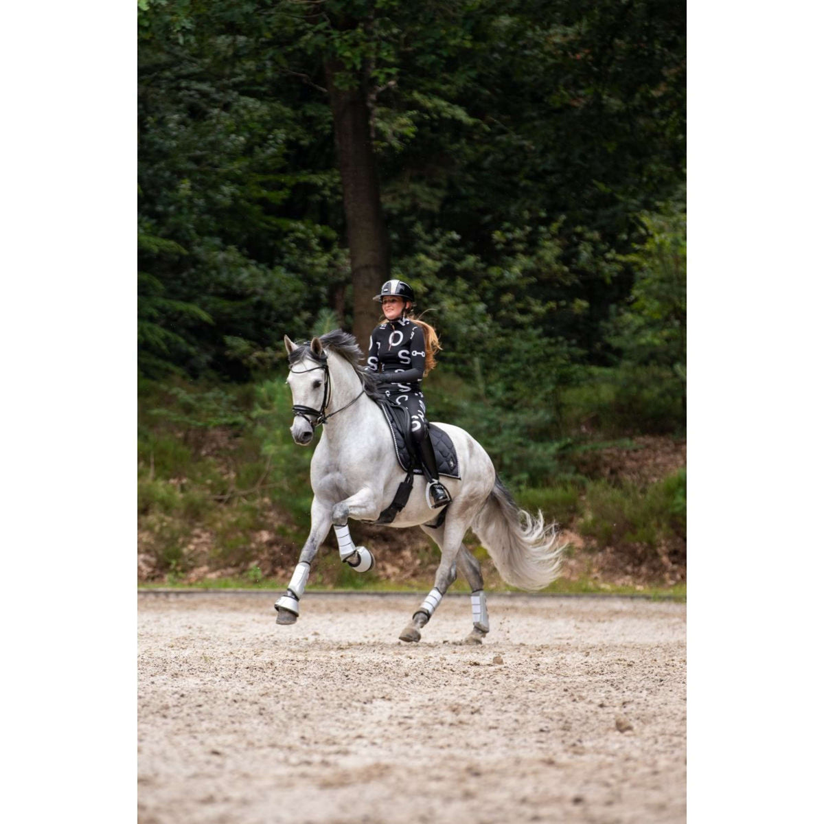 Mrs. Ros Legging d'Équitation Jet Set Logo Anthracite