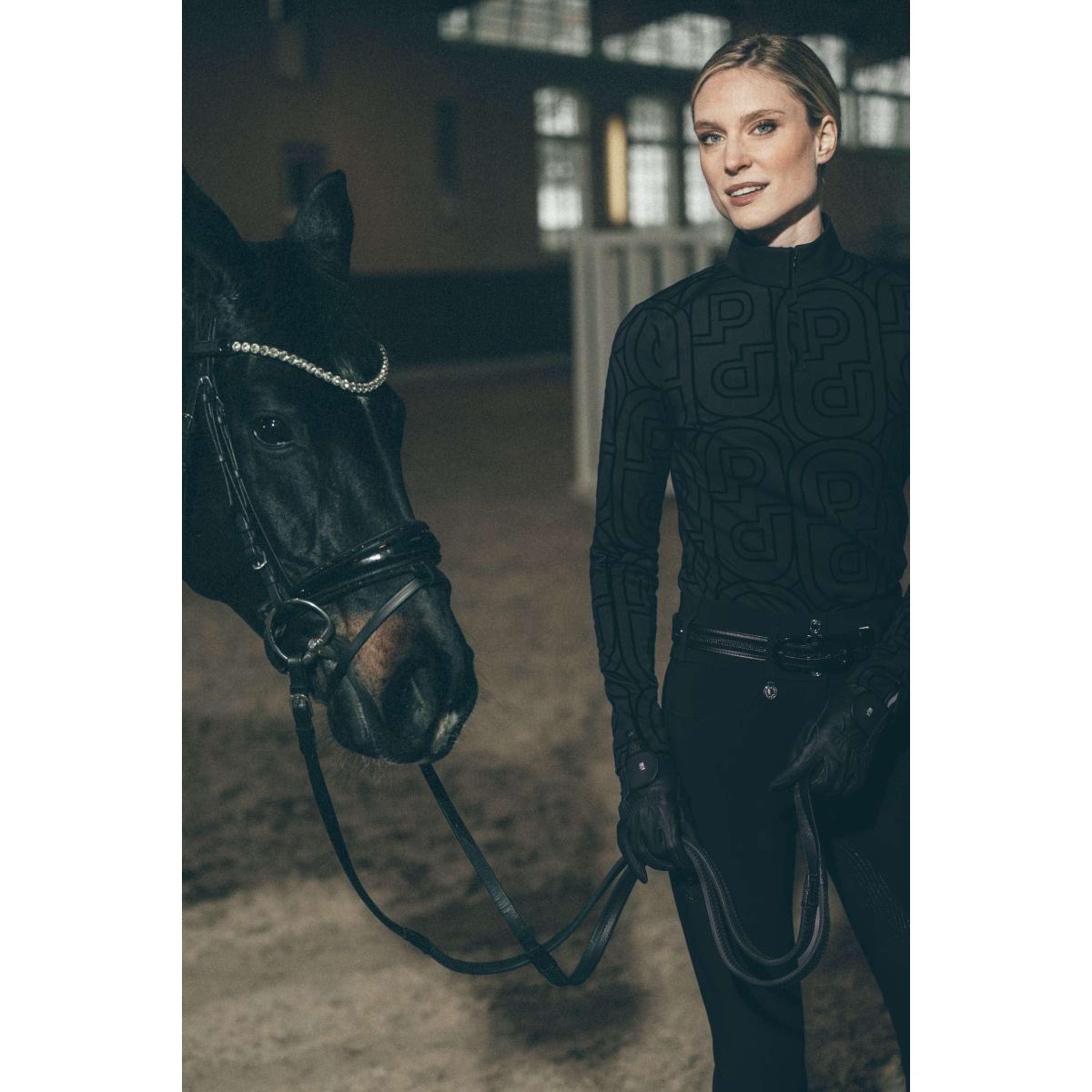 Pikeur Chemise Zip Print Selection AW26 Longues Manches Noir
