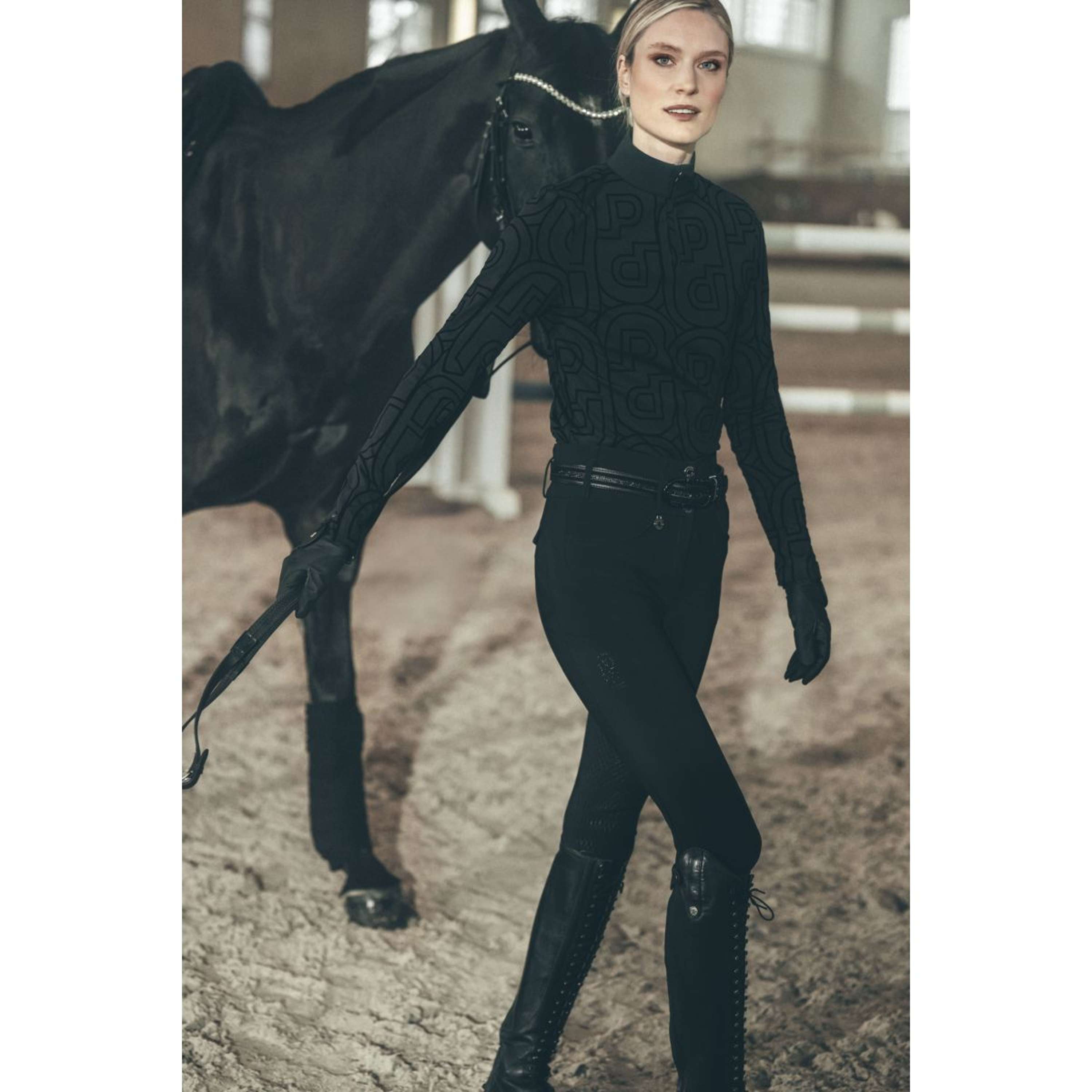 Pikeur Chemise Zip Print Selection AW26 Longues Manches Noir