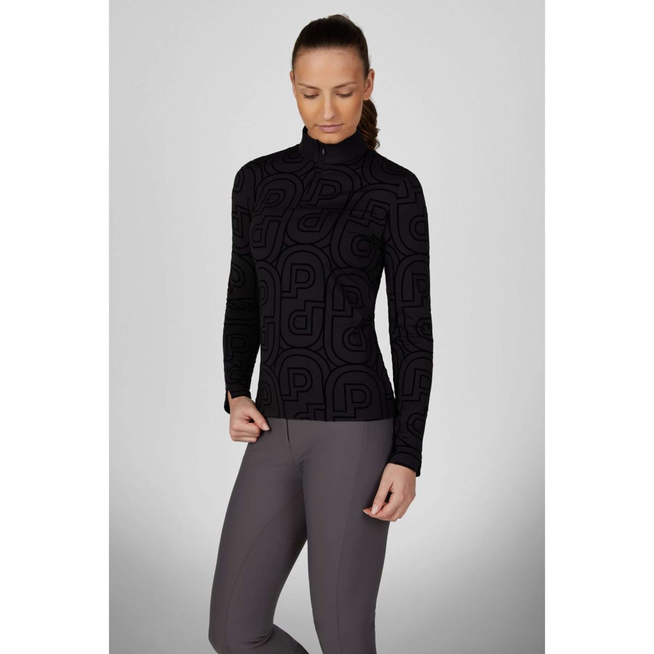 Pikeur Chemise Zip Print Selection AW26 Longues Manches Noir