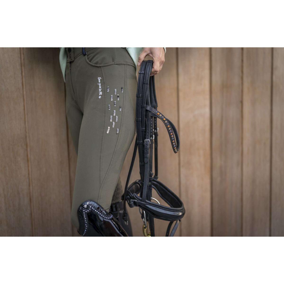 PK International Pantalon d'Équitation Toulouse Full Grip Rifle Green