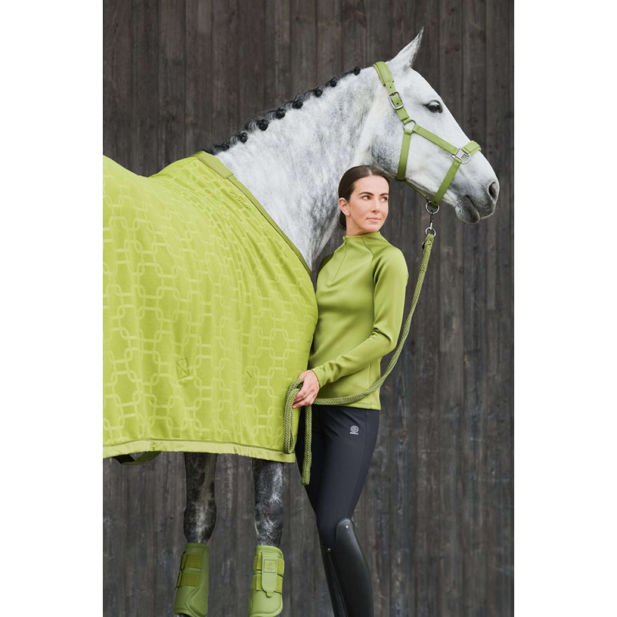 Eskadron Couvertures Anti-Transpiration Platinum Fleece Stamp Chain Vert-mousse