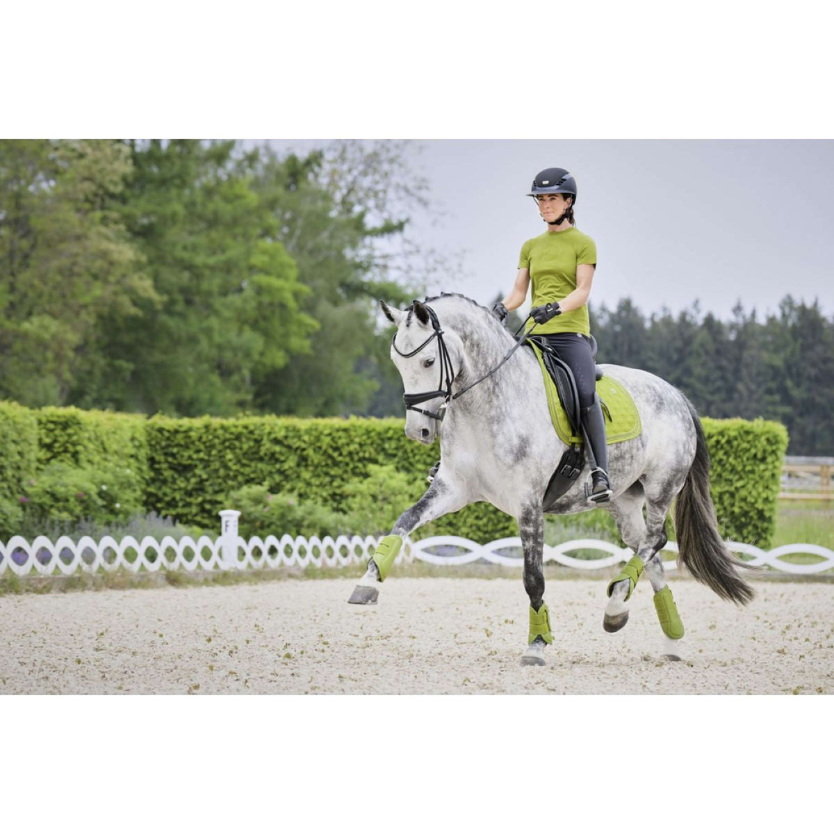 Eskadron Tapis de Selle Platinum Highgloss Chain Jewel Dressage Vert-mousse