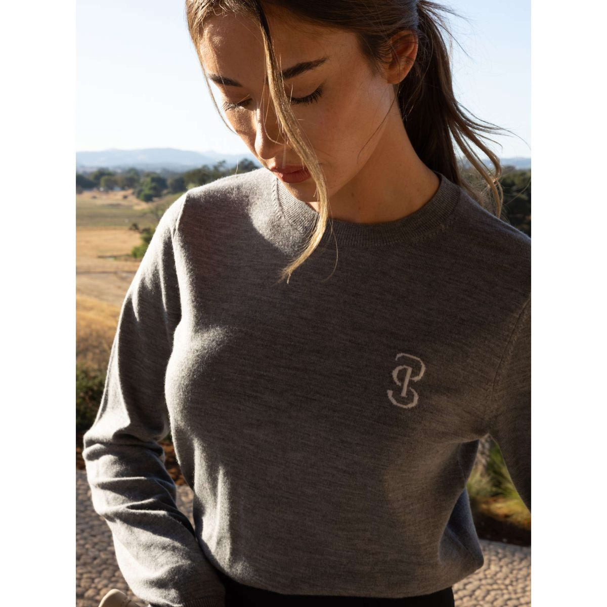 PS of Sweden Sweater PS Logo Mid Grey Mélangé