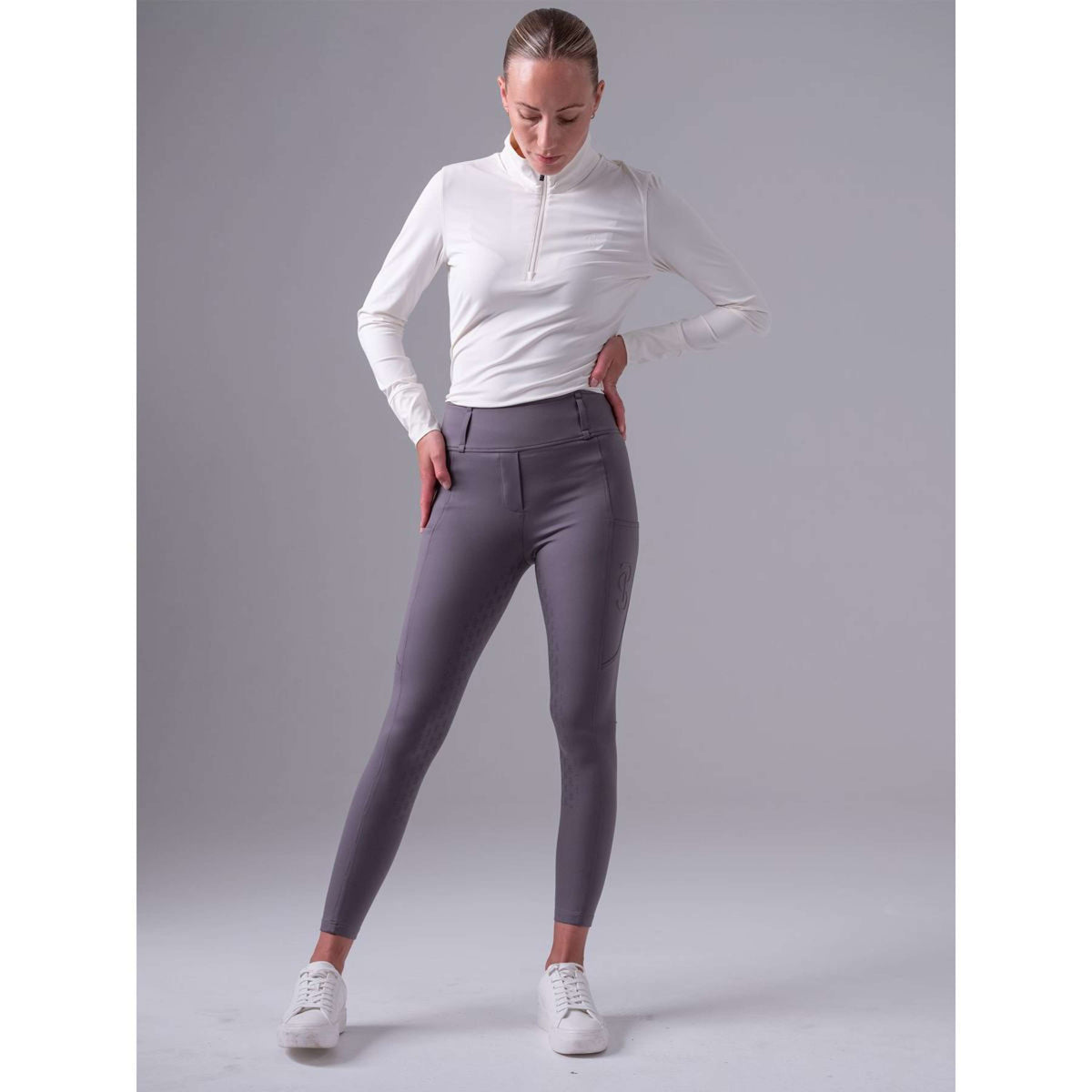 PS of Sweden Legging d'Équitation Katja Full Grip Lava Grey