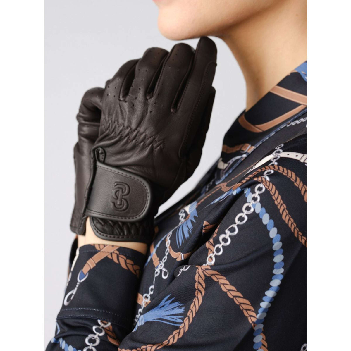 PS of Sweden Gants d'Équitation PU Leather Café-Marron