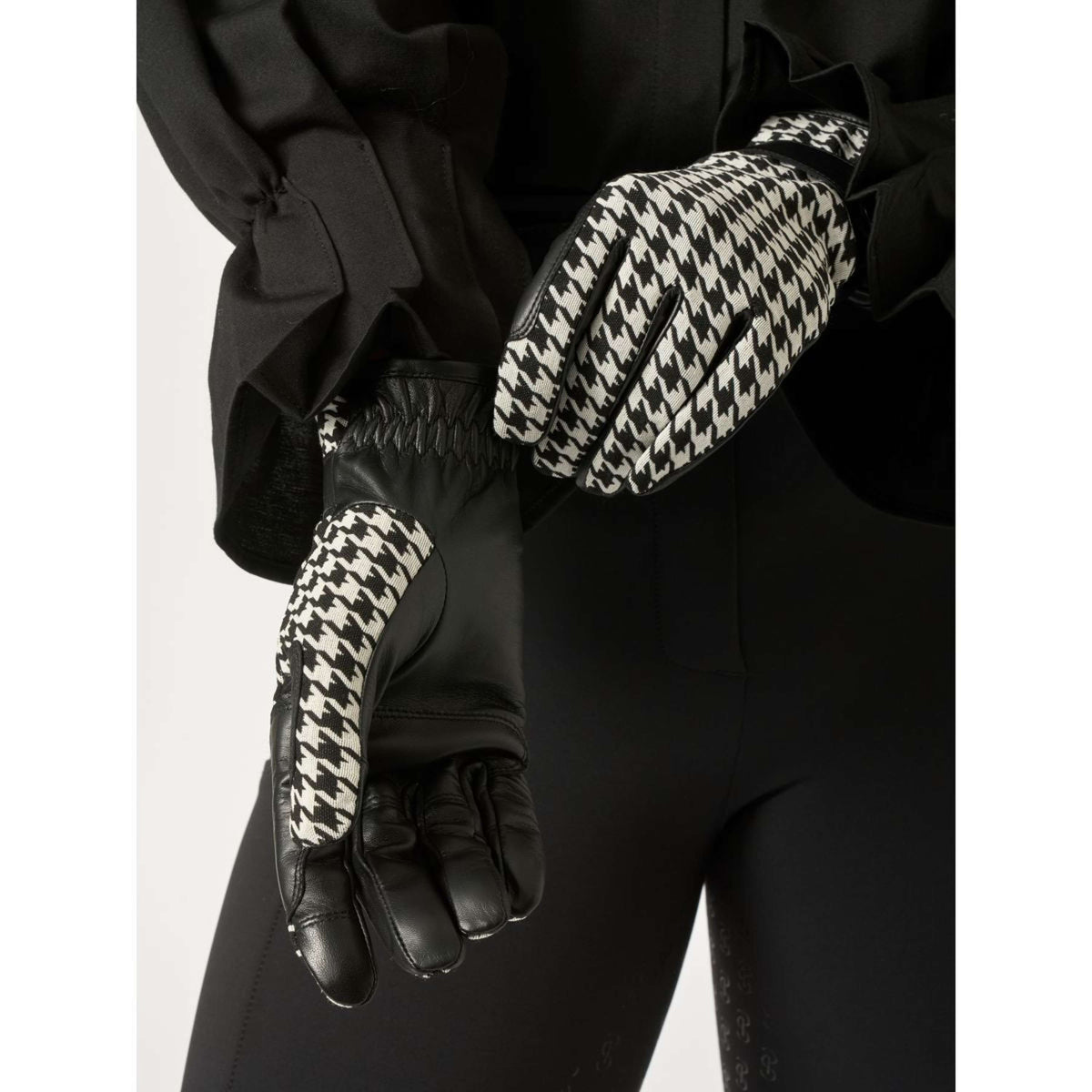 PS of Sweden Gants d'Équitation Hannah Houndstooth Noir
