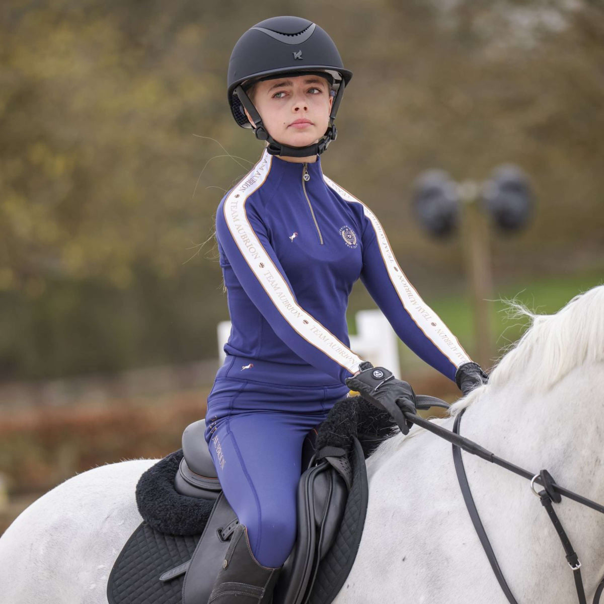 Aubrion Legging d'Équitation Team Young Rider Hiver Marin