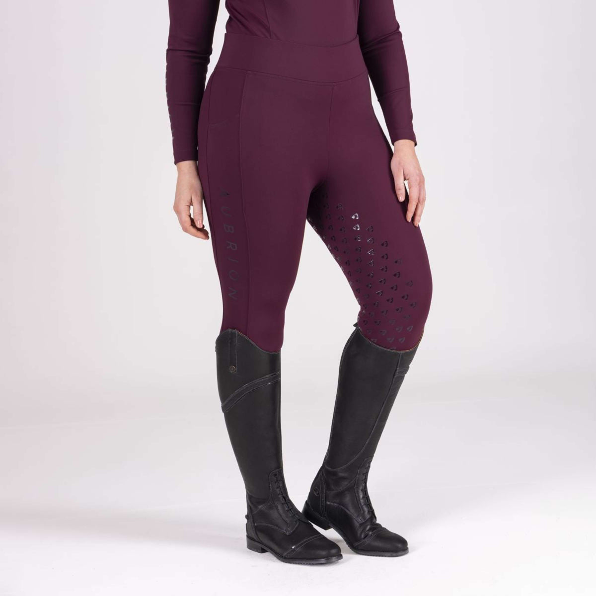 Aubrion Legging d'Équitation Eltar Full Grip Black Cherry