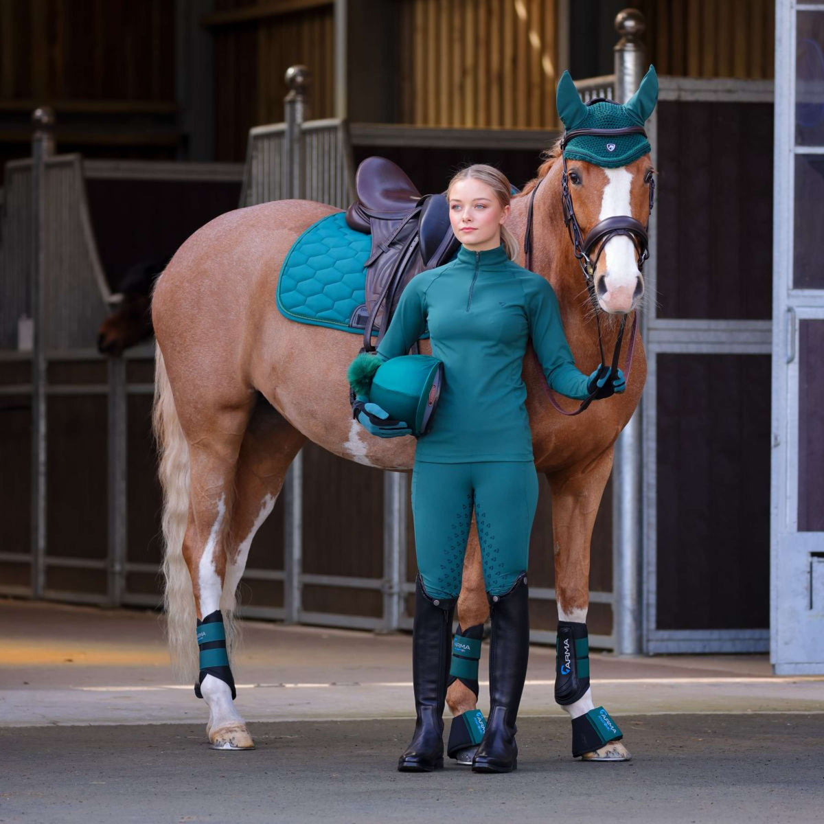 Aubrion Legging d'Équitation Eltar Full Grip Vert