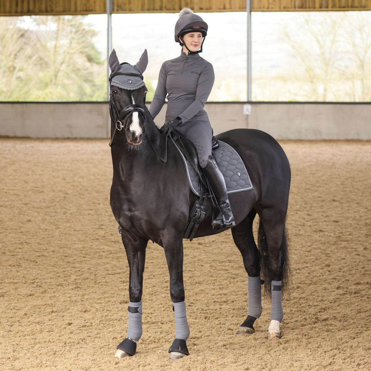 Aubrion Legging d'Équitation Eltar Full Grip Gris