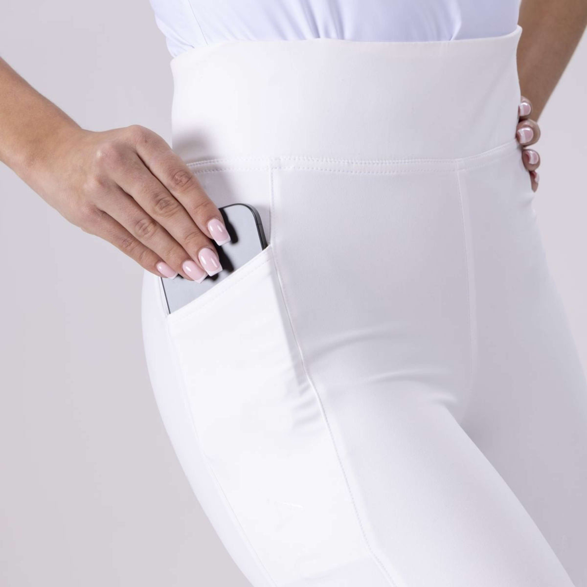 Aubrion Legging d'Équitation Eltar Full Grip Blanc