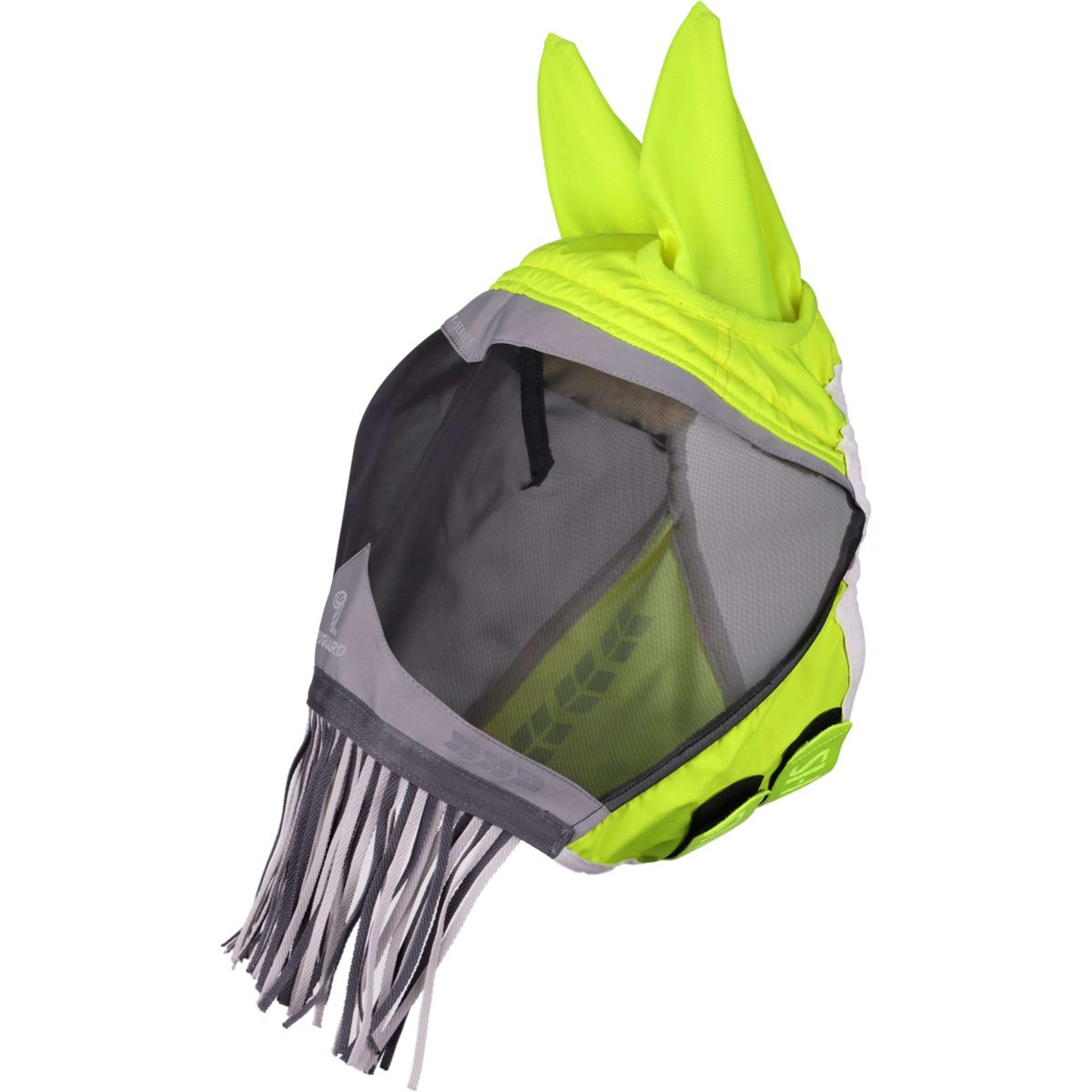 FlyGuard Masque Anti-Mouches Pro Hi-Viz Fine Mesh avec Oreilles et Franges Fluorescent-jaune