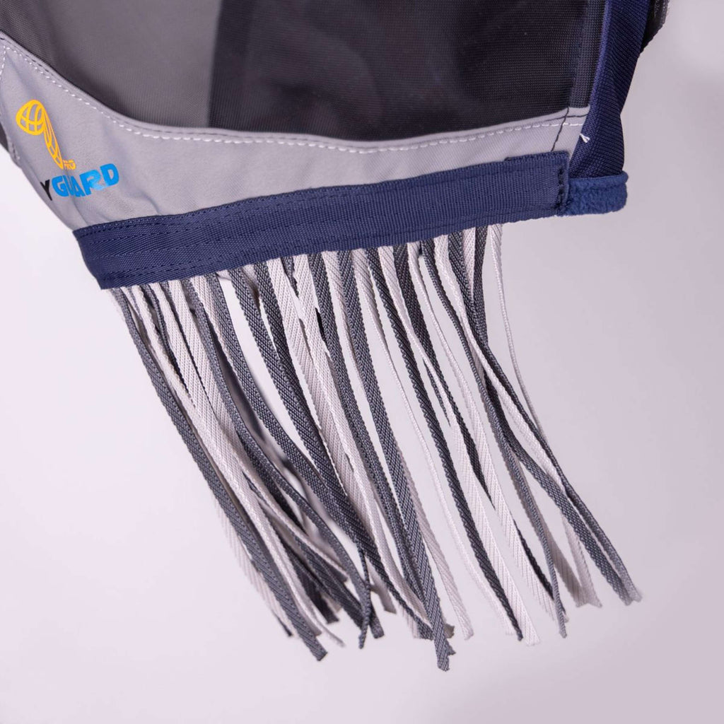 FlyGuard by Shires Masque Anti-Mouches Pro Fine Mesh avec Découpe D'oreille & Franges Nasales Marin