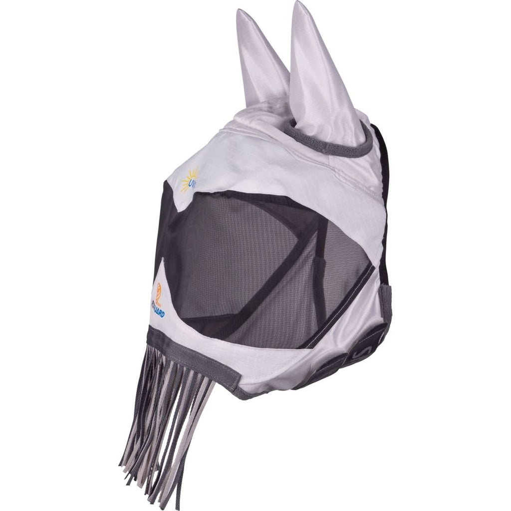 FlyGuard by Shires Masque Anti-Mouches Pro Sun Shade avec Oreilles et Franges Blanc