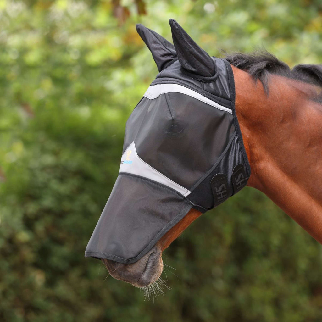 FlyGuard by Shires Masque Anti-Mouches Pro Fine Mesh avec Oreilles et Rabat Nez Jet