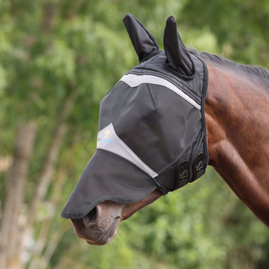 FlyGuard by Shires Masque Anti-Mouches Pro Fine Mesh avec Oreilles et Nez Jet