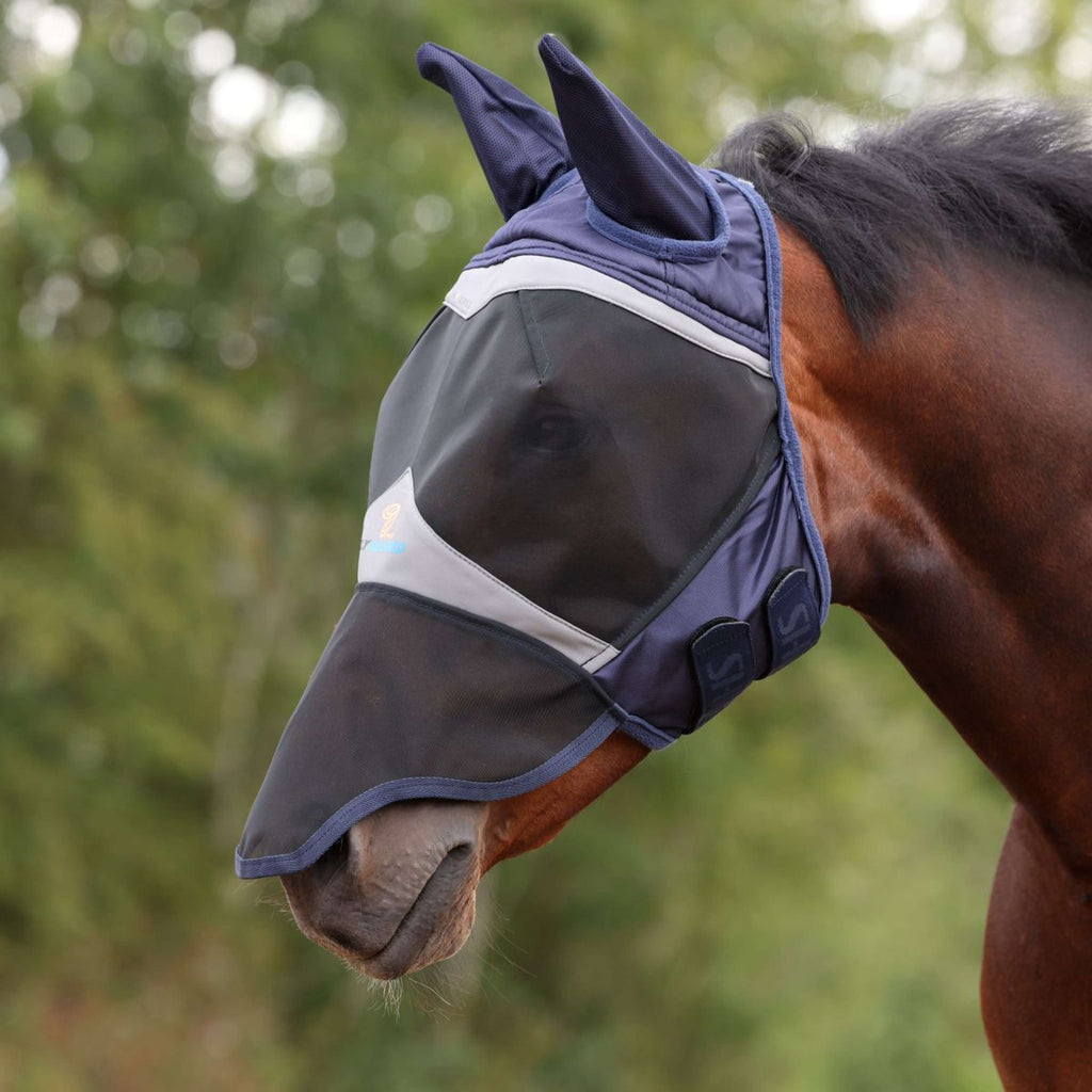 FlyGuard by Shires Masque Anti-Mouches Pro Fine Mesh avec Oreilles et Nez Marin