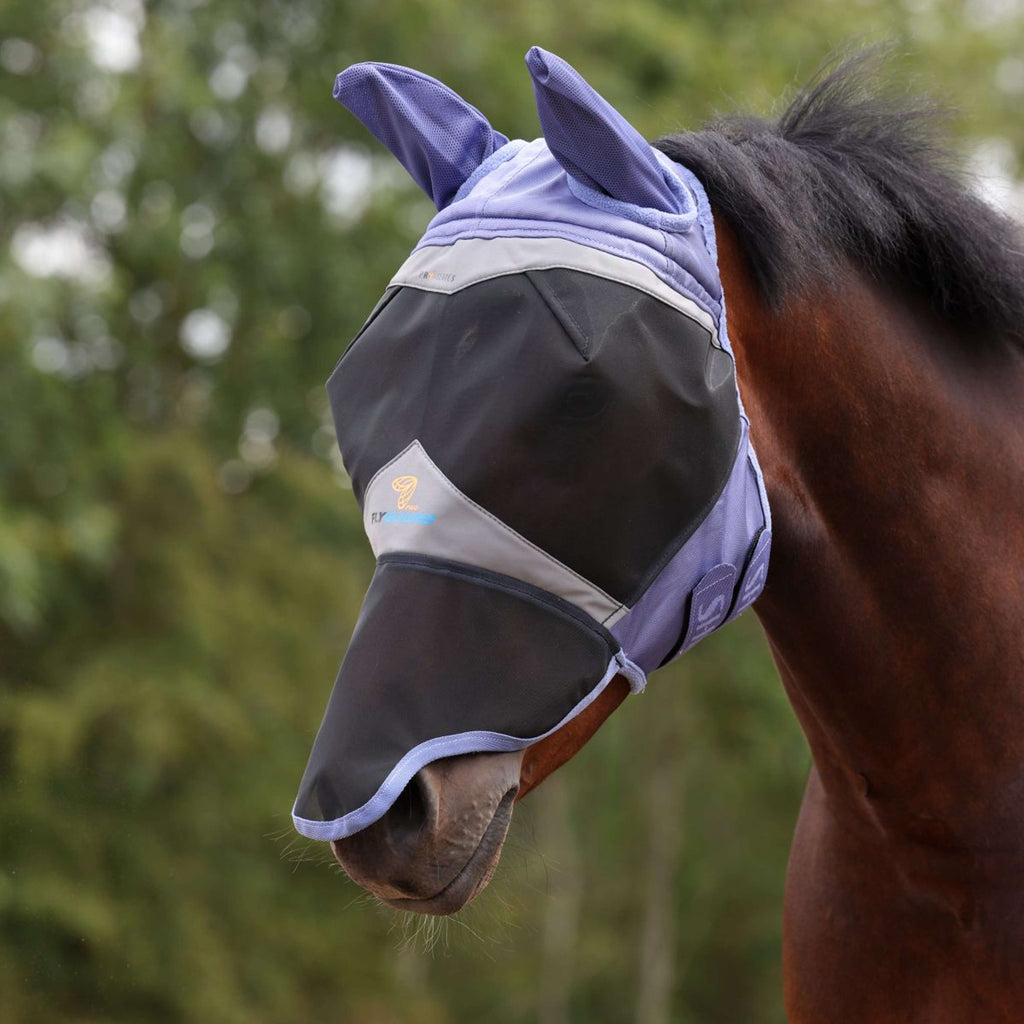 FlyGuard by Shires Masque Anti-Mouches Pro Fine Mesh avec Oreilles et Nez Sky