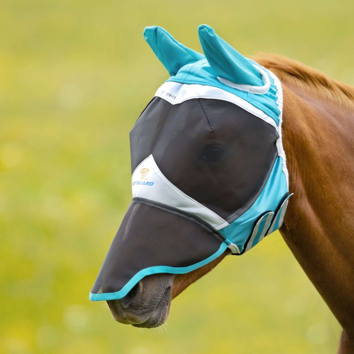 Shires Masque Anti-Mouches avec Oreilles et Nez Fine Mesh Teal