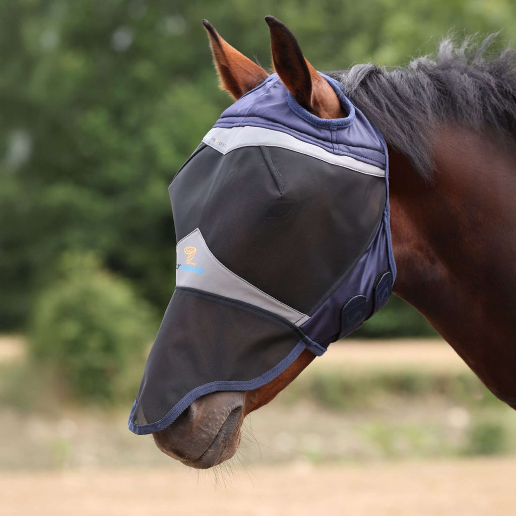 FlyGuard by Shires Masque Anti-Mouches Pro Fine Mesh met Ooruitsparing en Neusflap Marin