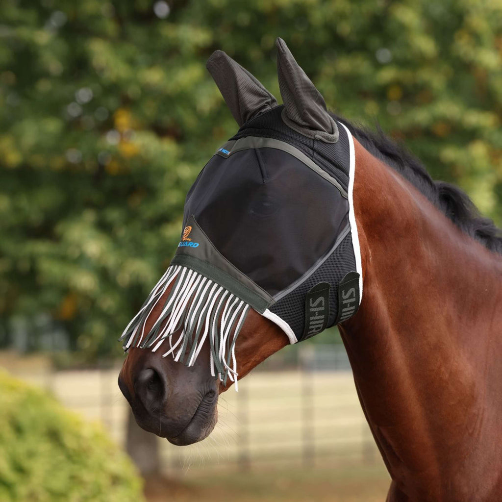 FlyGuard by Shires Masque Anti-Mouches Pro Air Motion avec Oreilles et Franges Khaki