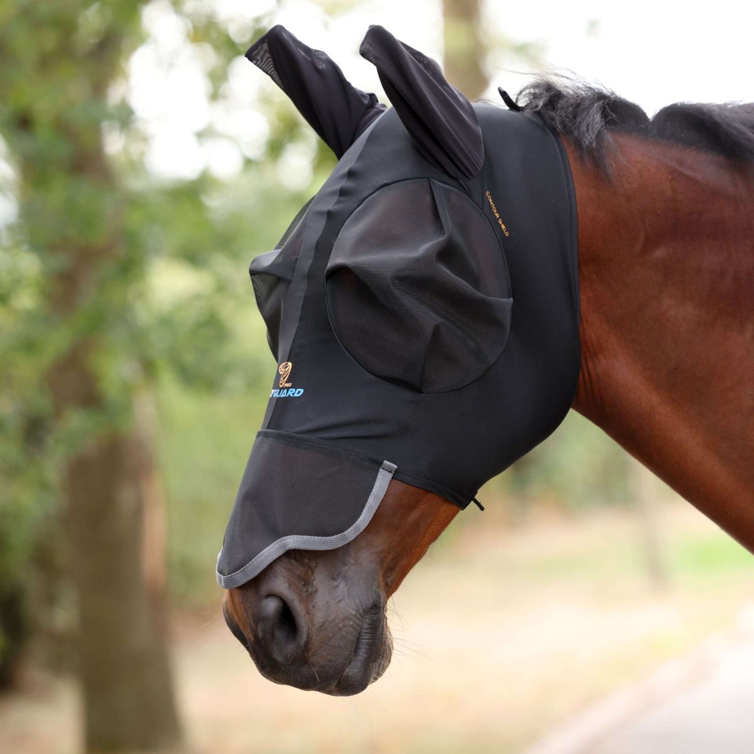 Shires Masque Anti-Mouches Stretch avec Nez Jet Black Shires Masque Anti-Mouches Stretch avec Nez Jet Black