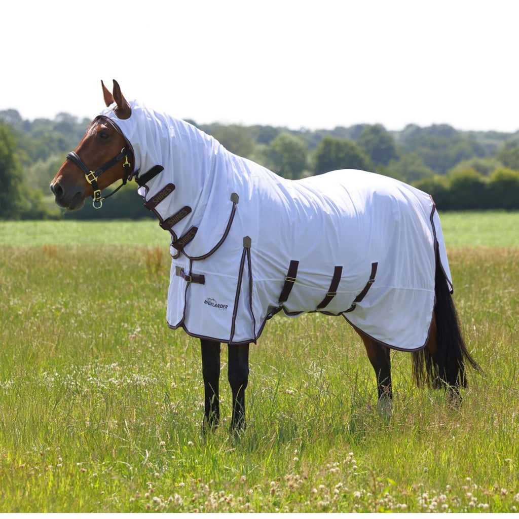 Highlander Plus by Shires Couverture Anti-Mouches Combo Blanc/Black Cherry