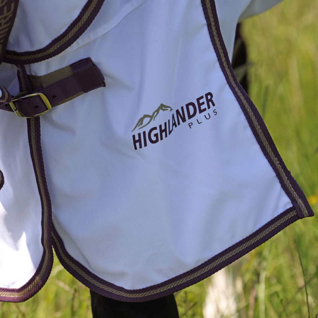 Highlander Plus by Shires Couverture Anti-Mouches Combo Blanc/Black Cherry