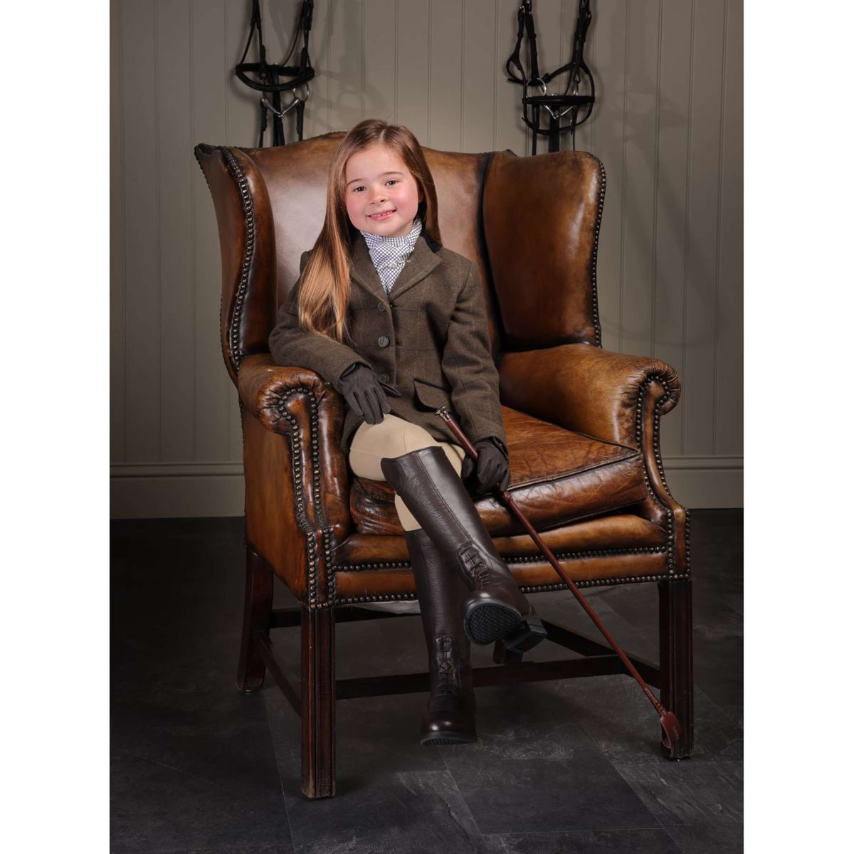 Aubrion by Shires Veste de Concours Saratoga Enfants Vert Check