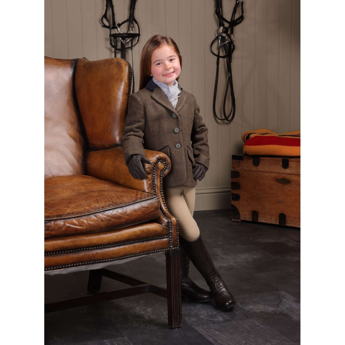 Aubrion by Shires Veste de Concours Saratoga Enfants Vert Check