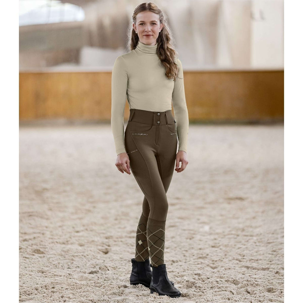 ELT Pantalon d'Équitation Mathilda Glam High Waist Vert/Marron