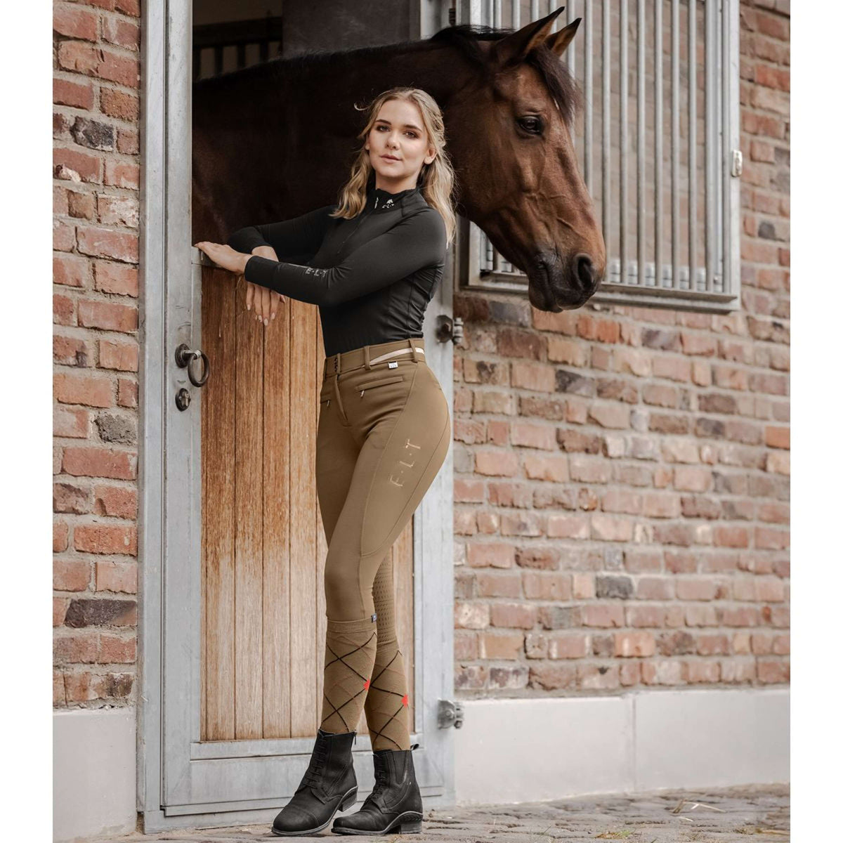 ELT Pantalon d'Équitation Maja Glam Curved Taille Haute Cappuccino