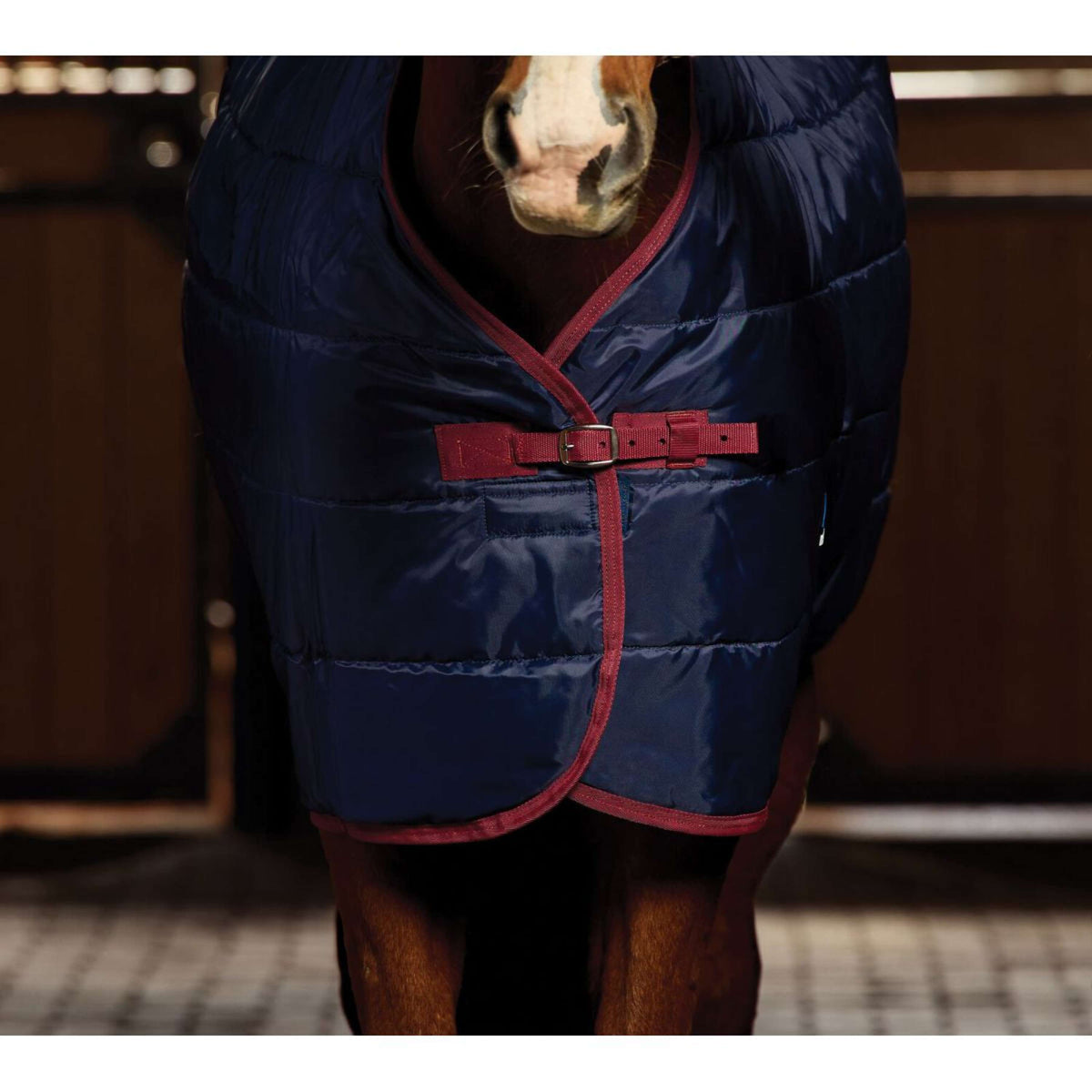 WeatherBeeta Couverture d'Écurie ComFiTec 210D Channel Quilt Standard Neck 100g Marine/Bordeaux