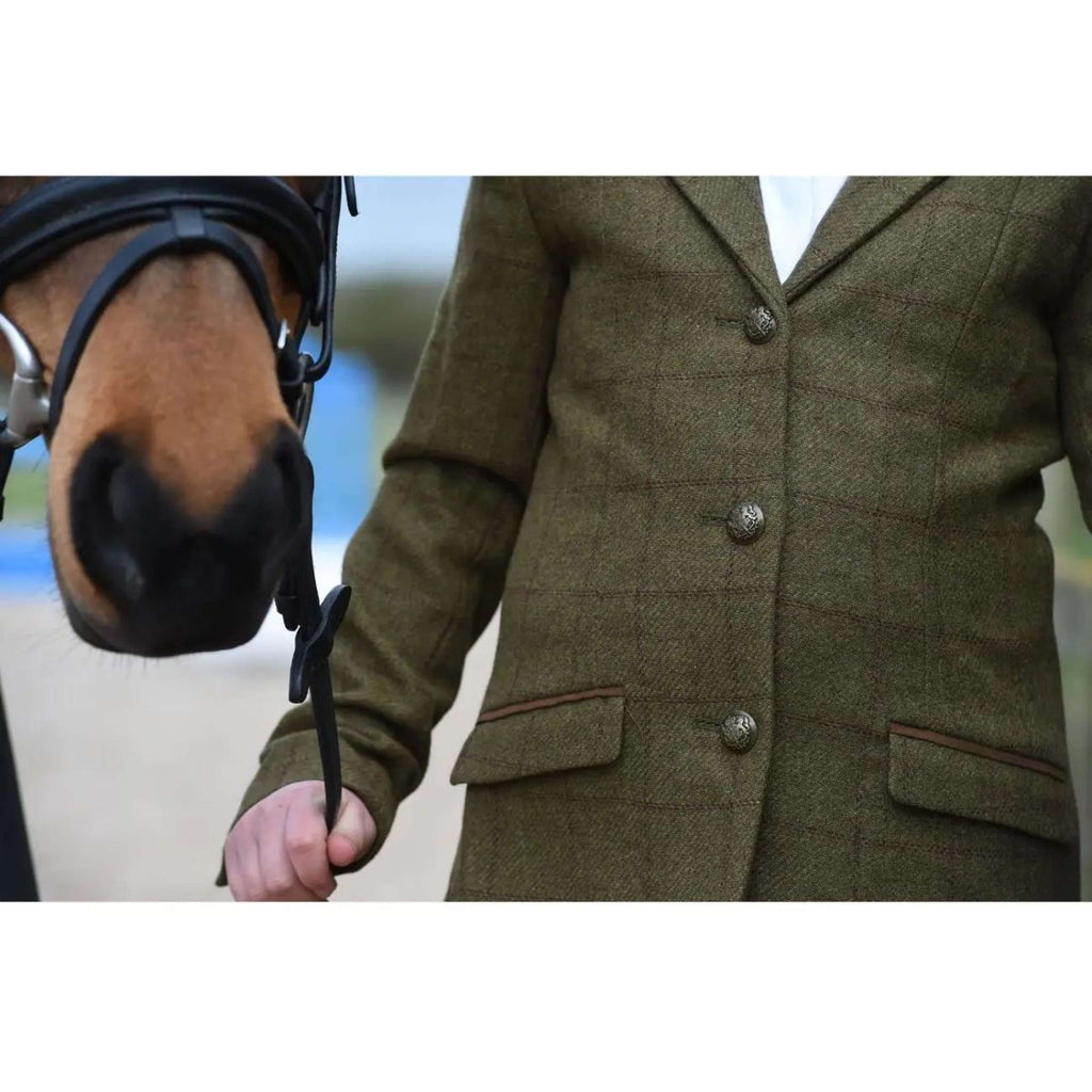 Dublin Petite Veste de Concours Albany Tweed Suede Collar Tailored Kids Marron Vert