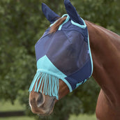 Weatherbeeta Masque Anti-Mouches Comfitec Deluxe Fine Mesh avec Oreilles et Franges Navy/Turquoise