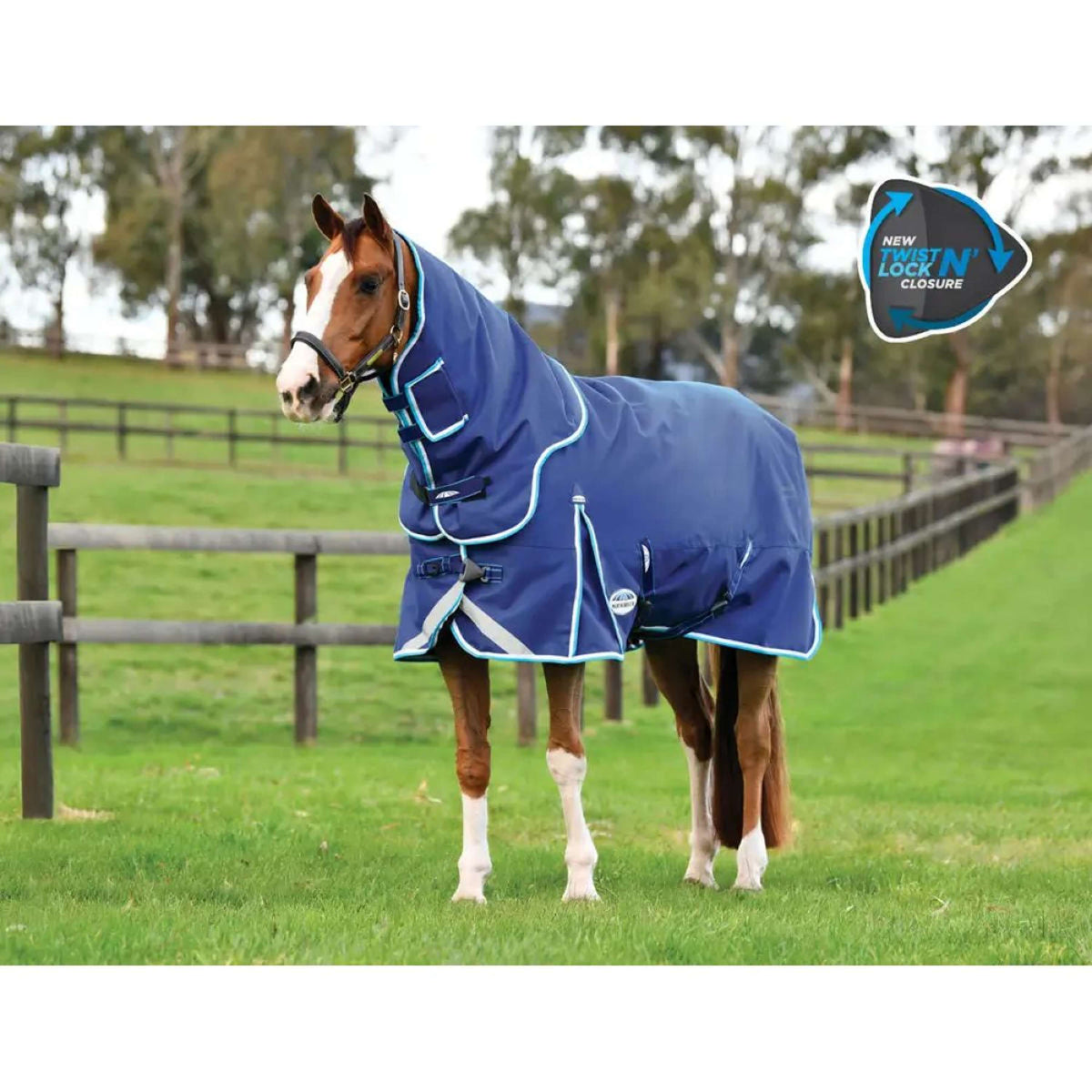 Weatherbeeta Couverture Comfitec Ultra Hardi Medium Blue/Bright Blue/White