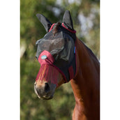 WeatherBeeta Masque Anti-Mouches ComFiTec Fine avec Oreilles et Franges Black/Burgundy