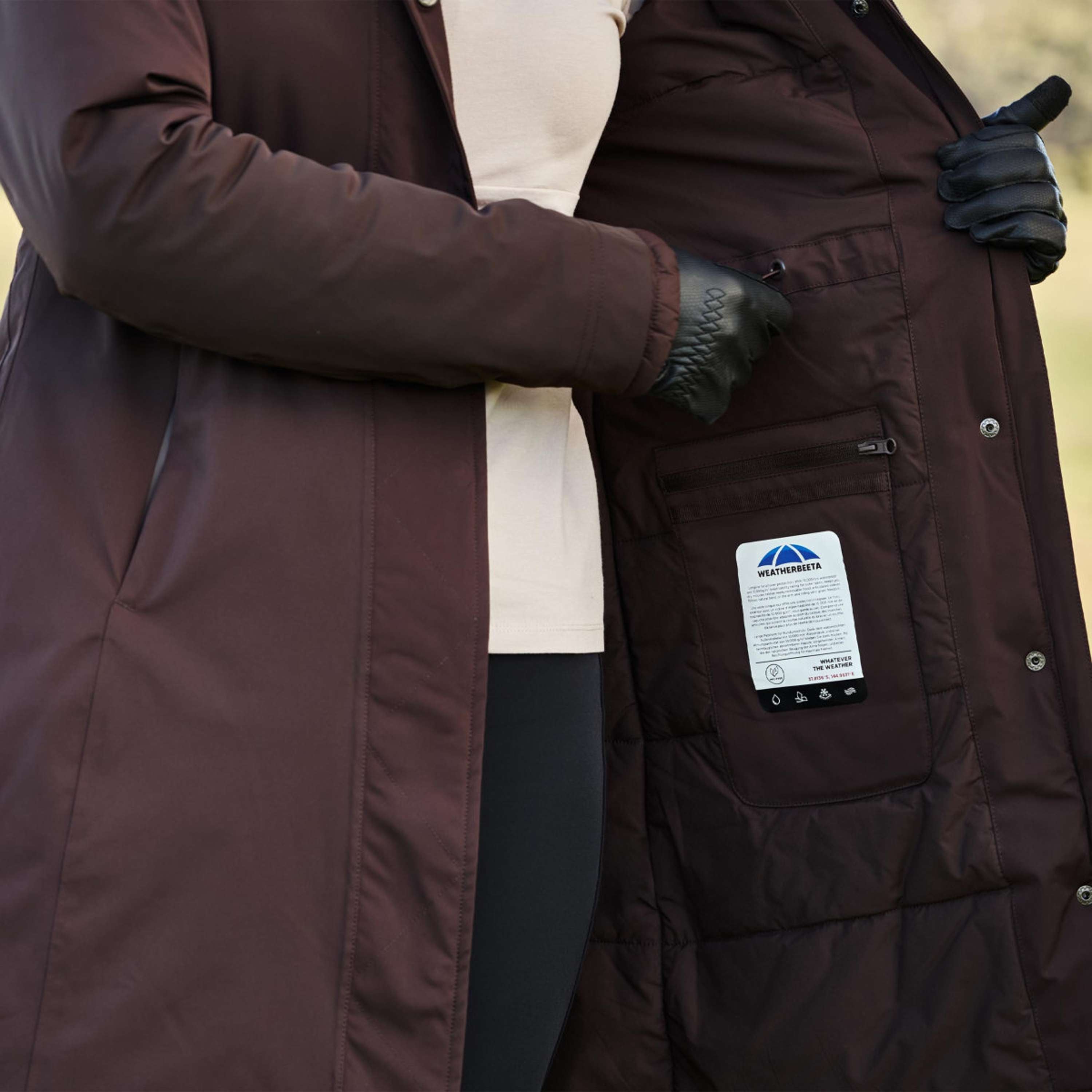 WeatherBeeta Veste Longue Protect Waterproof Insulated Longline Espresso