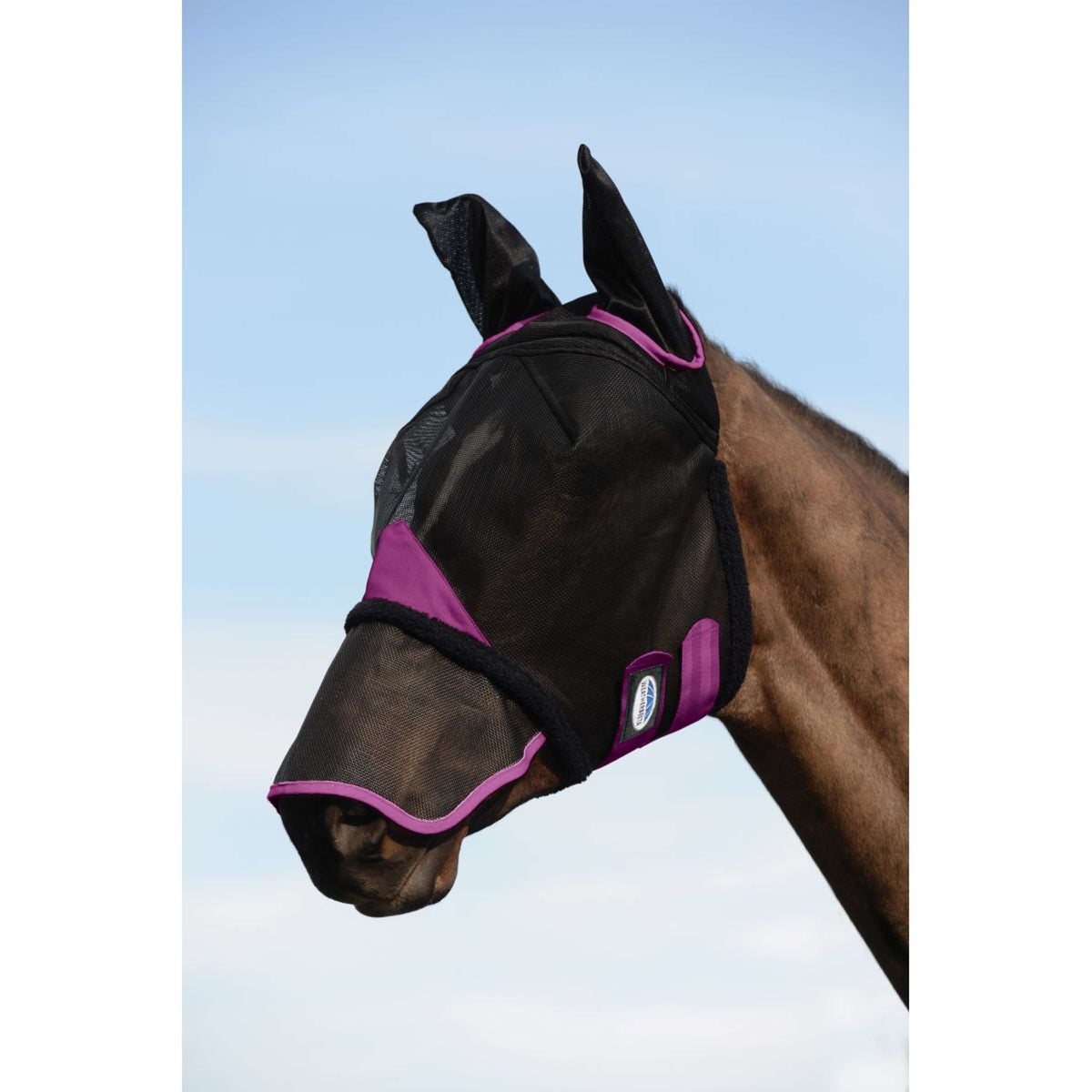 Weatherbeeta Masque Anti-Mouches Comfitec Durable Mesh avec Oreilles et Nez Noir/Violet