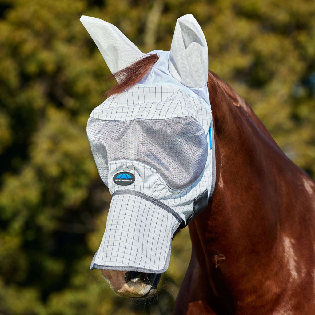 WeatherBeeta Masque Anti-Mouches Hybrid avec Oreilles et Nez Blanc/Charcoal