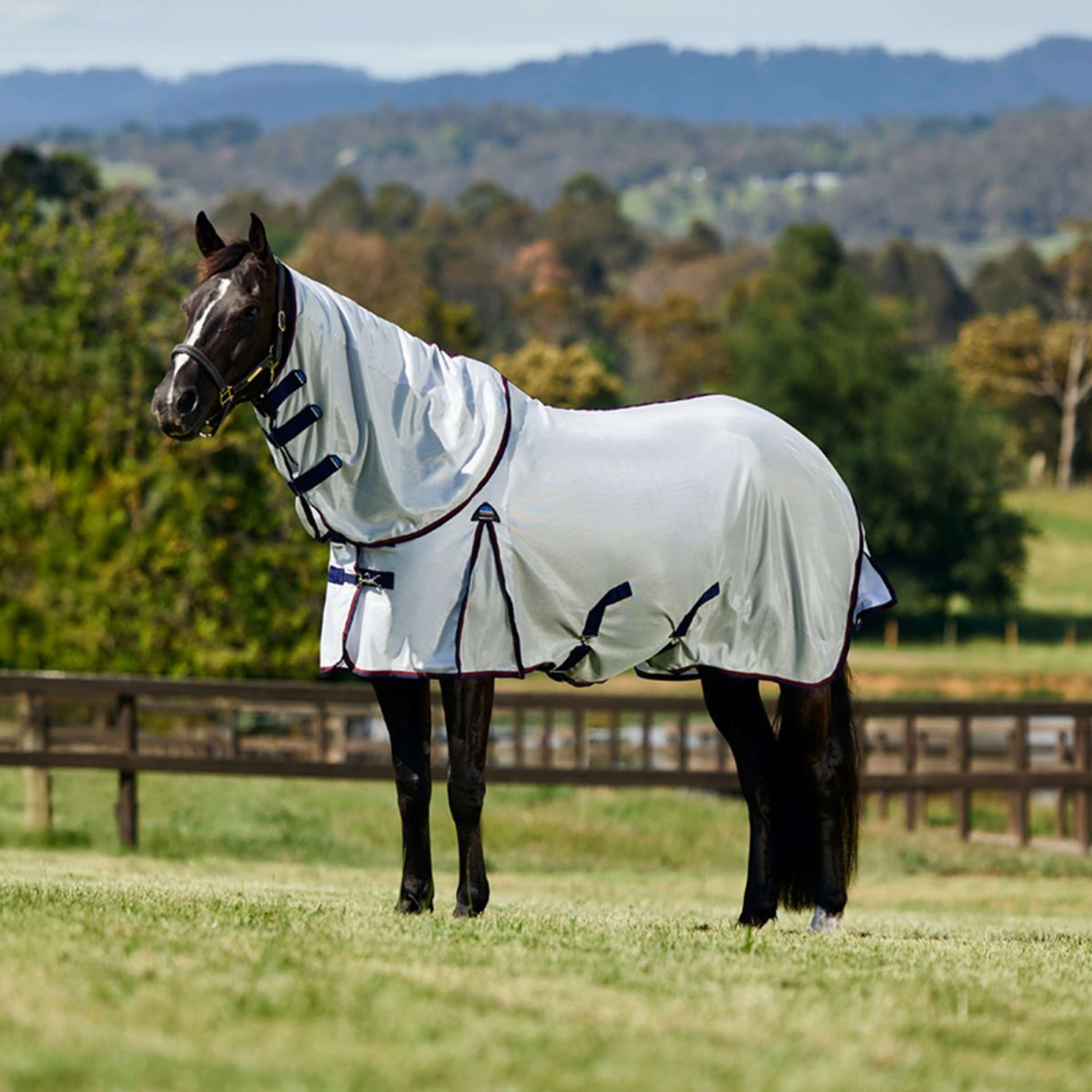 WeatherBeeta Couverture Anti-Mouches ComFiTec Airflow Detach-A-Neck Grey/Navy/Burgundy