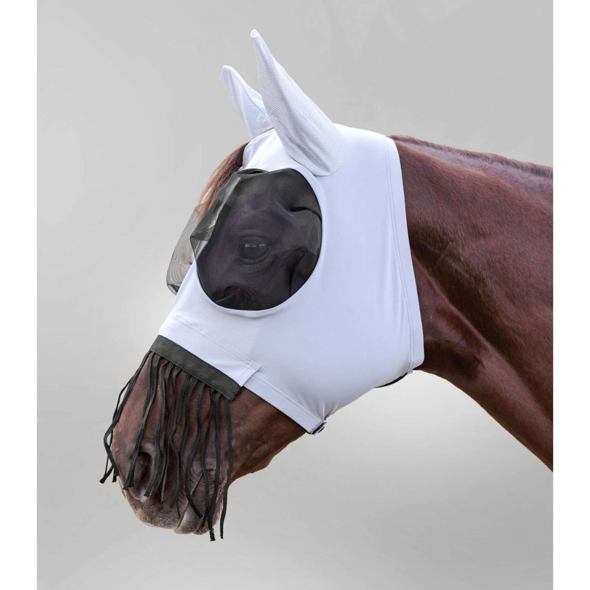 Waldhausen Masque Anti-Mouches Puck avec des Ailes de Nez Gris Argent